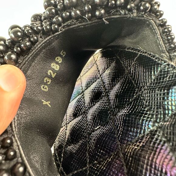 CHANEL Black Fantasy Pearl Cord Sandals Size 37 Mules Open Toe Slides CC Flat - Picture 11 of 12